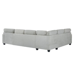Upholstered U-Shaped Sectional Sofa With Movable Ottoman And Side Storage Pockets