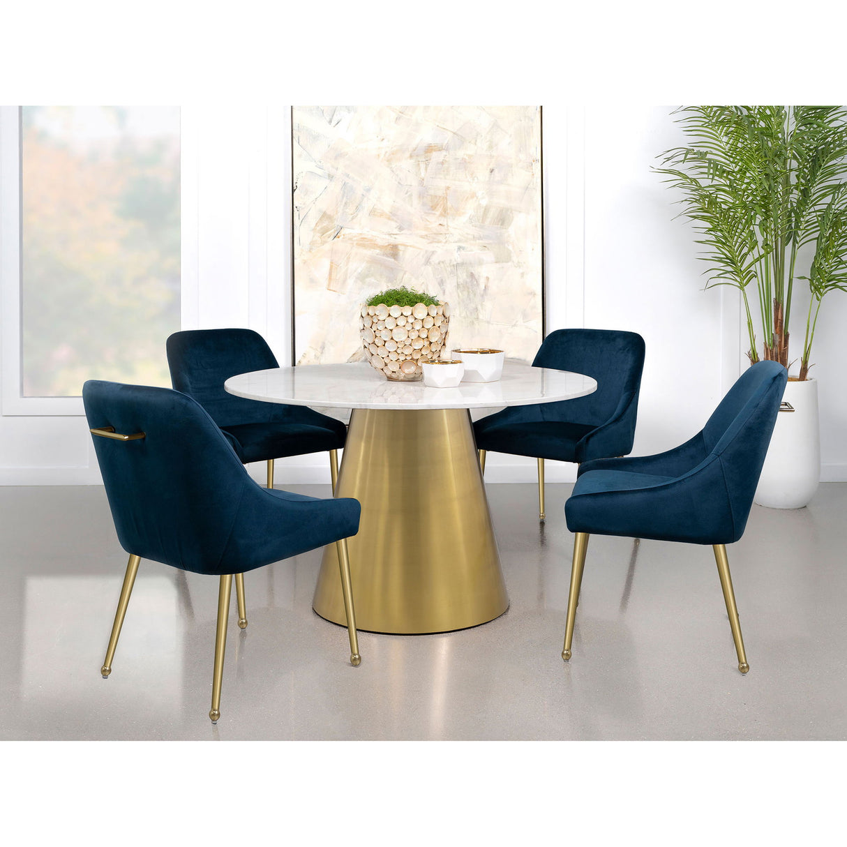 Earline - Round Dining Table - White Marble