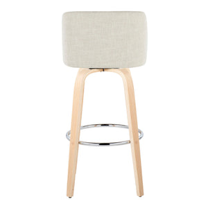 Toriano - Contemporary, Fixed Height Barstool Swivel & Round Footrest (Set of 2)