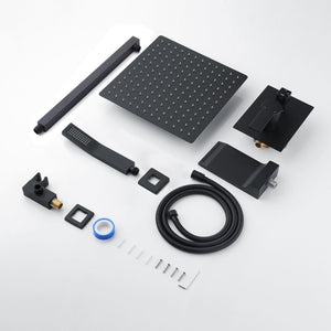 Tub Shower Faucet Set With 12" Rain Shower Head And Handheld Spray Combo