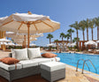 Salena - All Weather Wicker Patio Sofa & Ottoman With 2 Toss Pillows - Beige / Gray - Best Buy Furniture