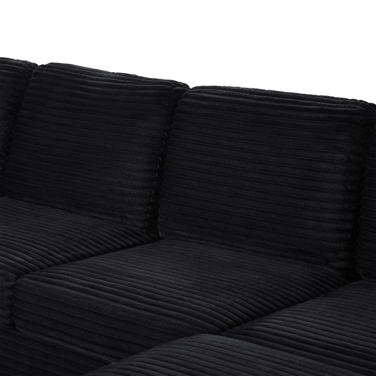 Upholstered U-Shaped Sectional Sofa With Movable Ottoman And Side Storage Pockets