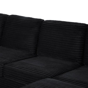 Upholstered U-Shaped Sectional Sofa With Movable Ottoman And Side Storage Pockets