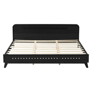 Pine Solid Wood King Size Bed, Solid and Stable, No Box Spring Needed