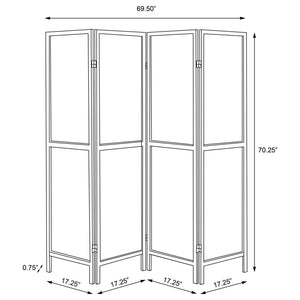 4 Panel Folding Screen, Space Divider - Brown