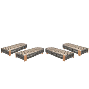 Outdoor Acacia Wood Patio Adjustable Lounge Chair - Grey Rope