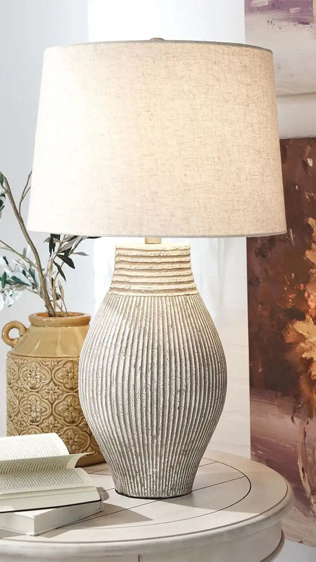 Layal - Paper Table Lamp - Beige - Best Buy Furniture