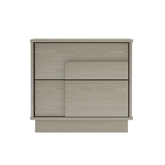 Modern Nightstand with Push to Open Drawers - Dark Gray, Dark Brown, or Light Brown