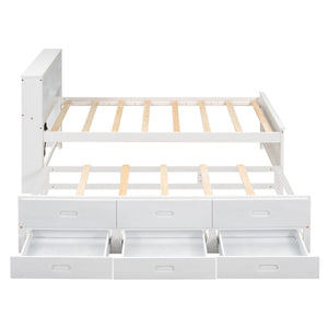 Platform Bed With Storage Headboard, USB, Trundle And 3 Drawers
