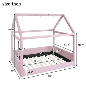 Upholstered House Style Daybed With LED Light Strips