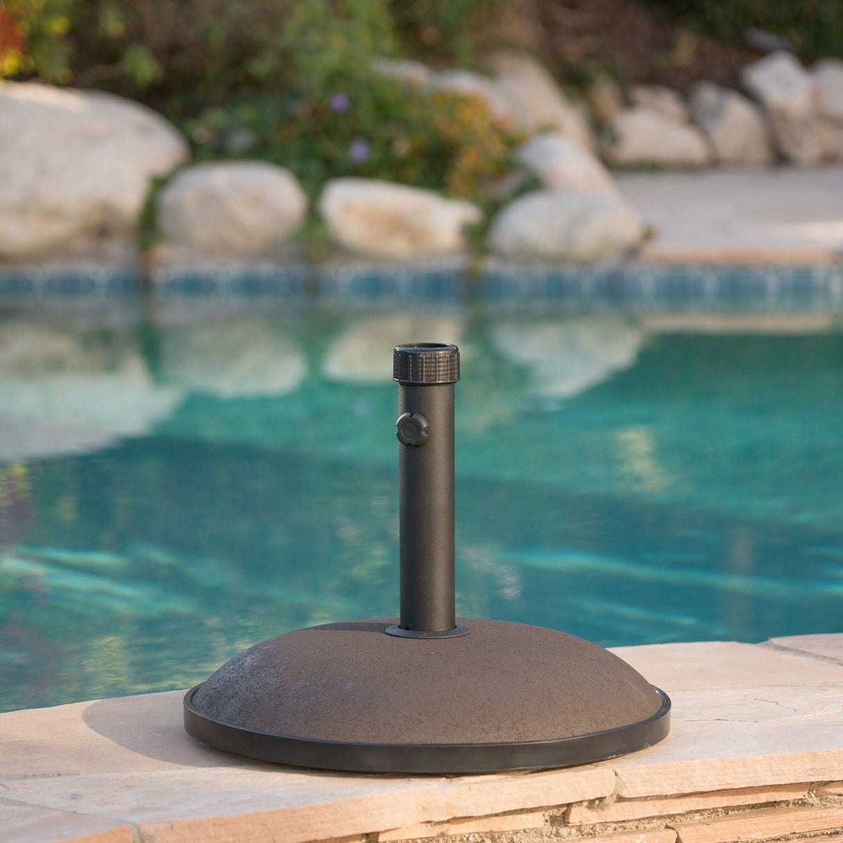 Um Holder Round Umbrella Base 66 Lbs Concrete - Brown - Best Buy Furniture