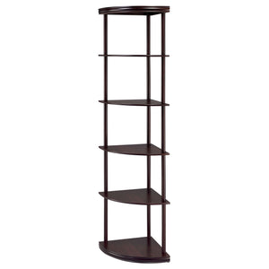Corner Bookcase With 5 Shelves, Compact Design For Living Room - Cappuccino