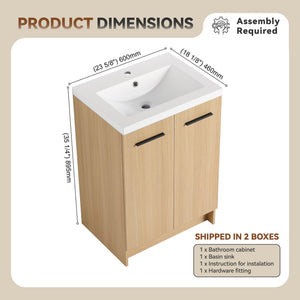 Floating Bathroom Vanity With Sink, Wall Mounted Double Door Storage
