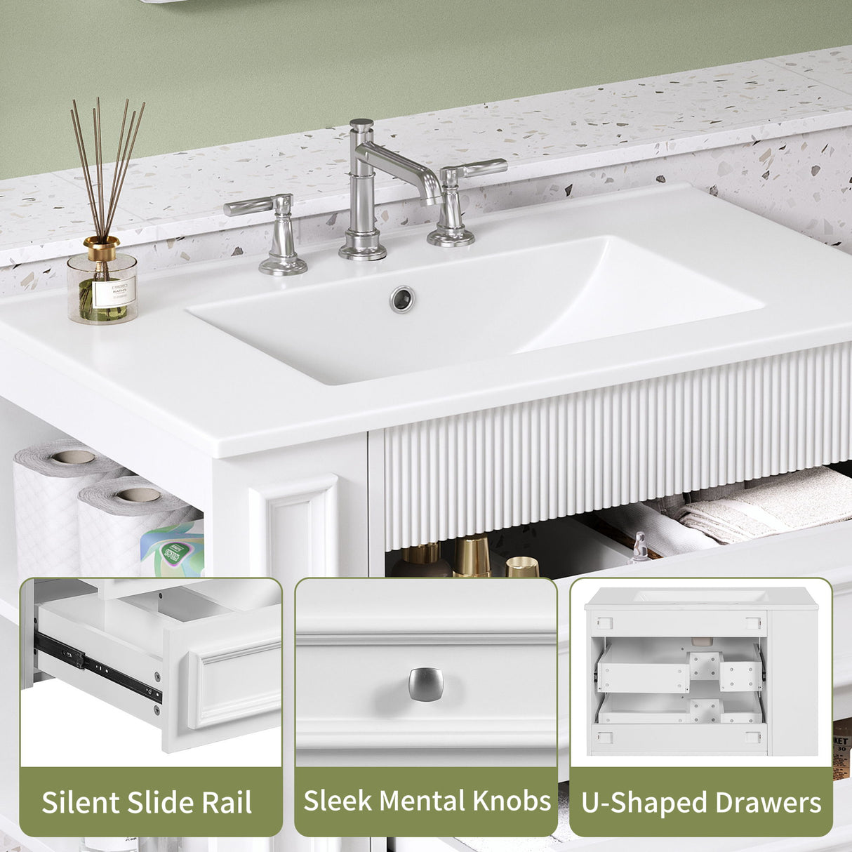 Wall Mounted Bathroom Vanity With 2 Drawers, Sink, Floating Storage Unit