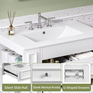Wall Mounted Bathroom Vanity With 2 Drawers, Sink, Floating Storage Unit