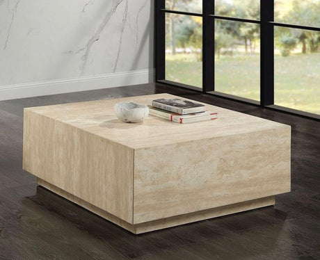 Deon - Travertine Table - Beige - Best Buy Furniture