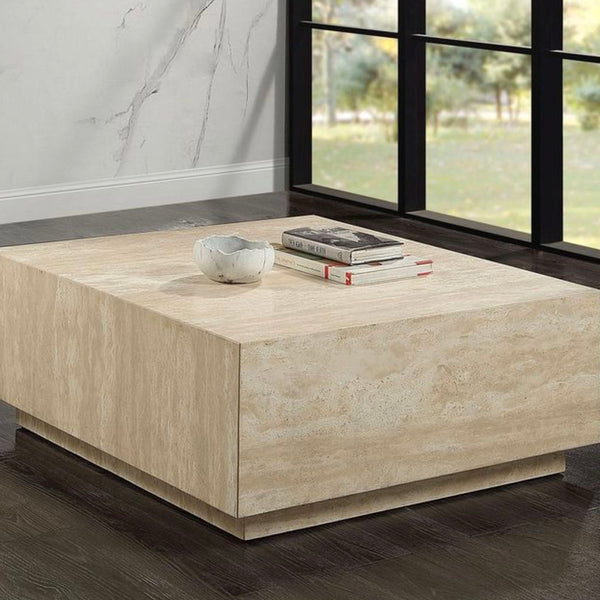 Deon - Travertine Table - Beige - Best Buy Furniture