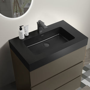 Alice 30" Bathroom Vanity, Gray with Matte Black Sink