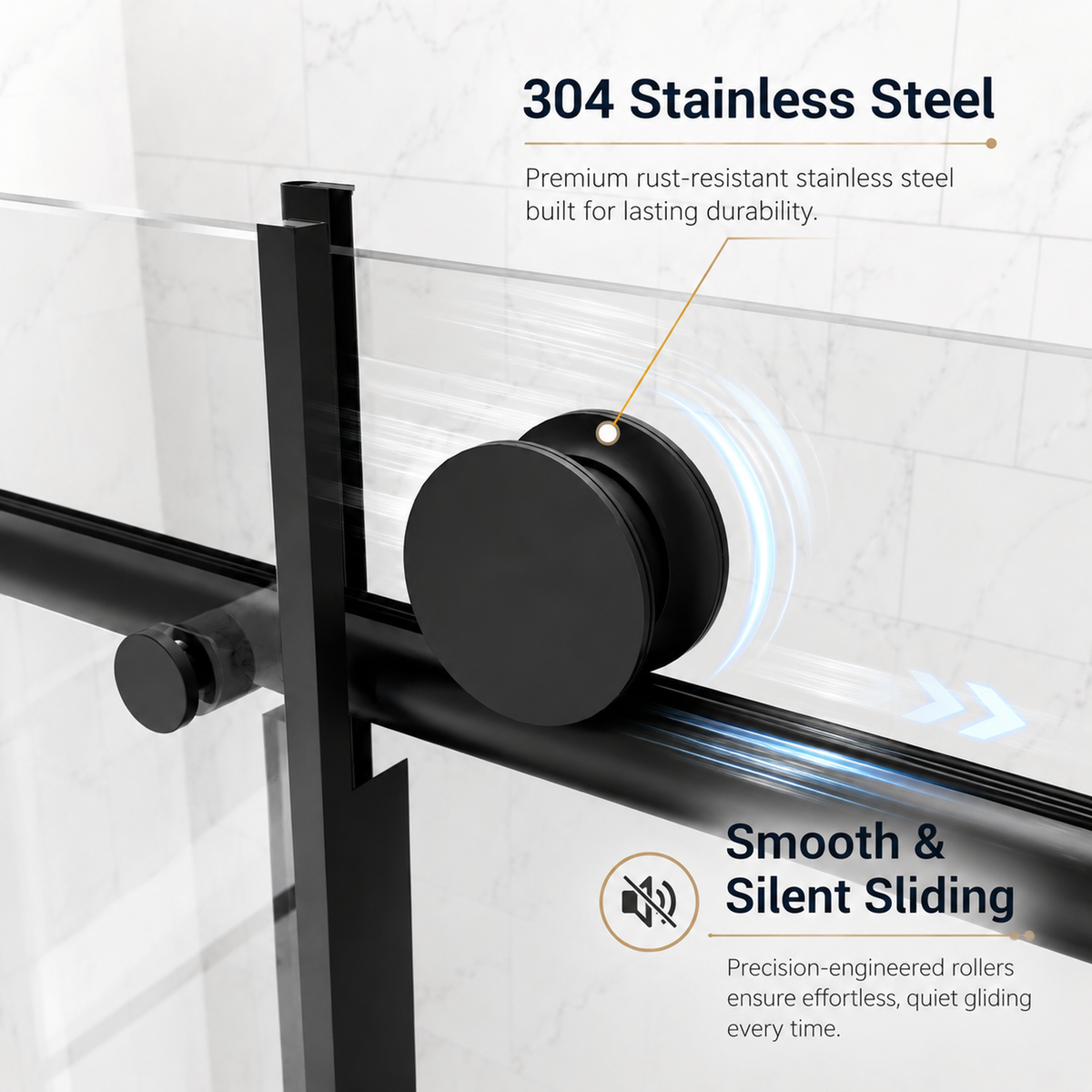60" W x 73" H Soft Closing Sliding Frameless Shower Doors