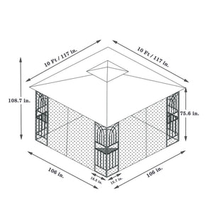 Patio Gazebo Tent With Ventilated Double Roof And Mosquito Net