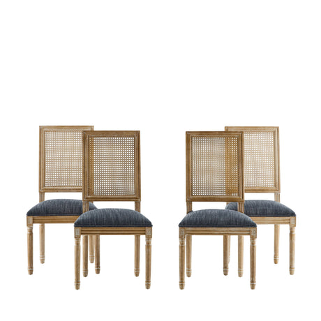 French Country Dining Chair With Rectangular Cane Backrest And Smooth Upholstered Seating - Best Buy Furniture