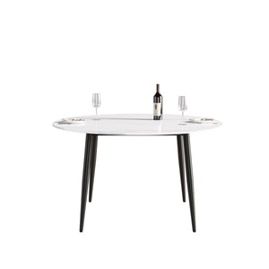Modern Man-Made Stone Round Metal Dining Table-Position For 6 People