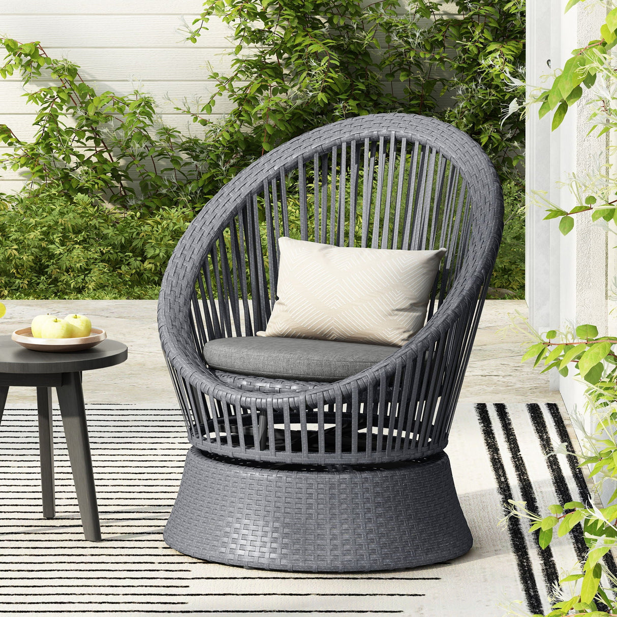 Modern Swivel Wicker Lounge Chair With Round Design - Best Buy Furniture