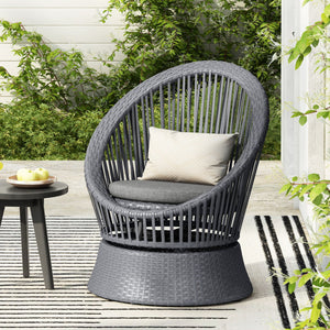 Modern Swivel Wicker Lounge Chair With Round Design - Best Buy Furniture