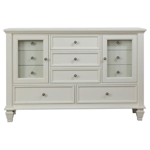 Cortina - 4 Piece Queen Bedroom Set With Ornate Panels And Storage - Cream White
