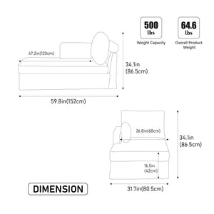 31.69" Wide Modular Sofa Bed With Cushions in Taupe