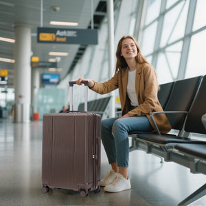 3 Piece ABS Spinner Wheel Luggage Set - Brown