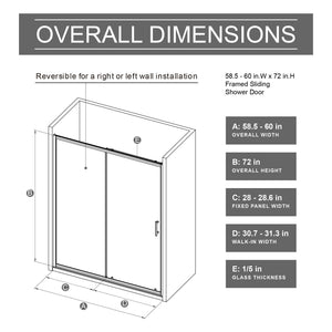 Sliding Shower Door With And Handle - Chrome