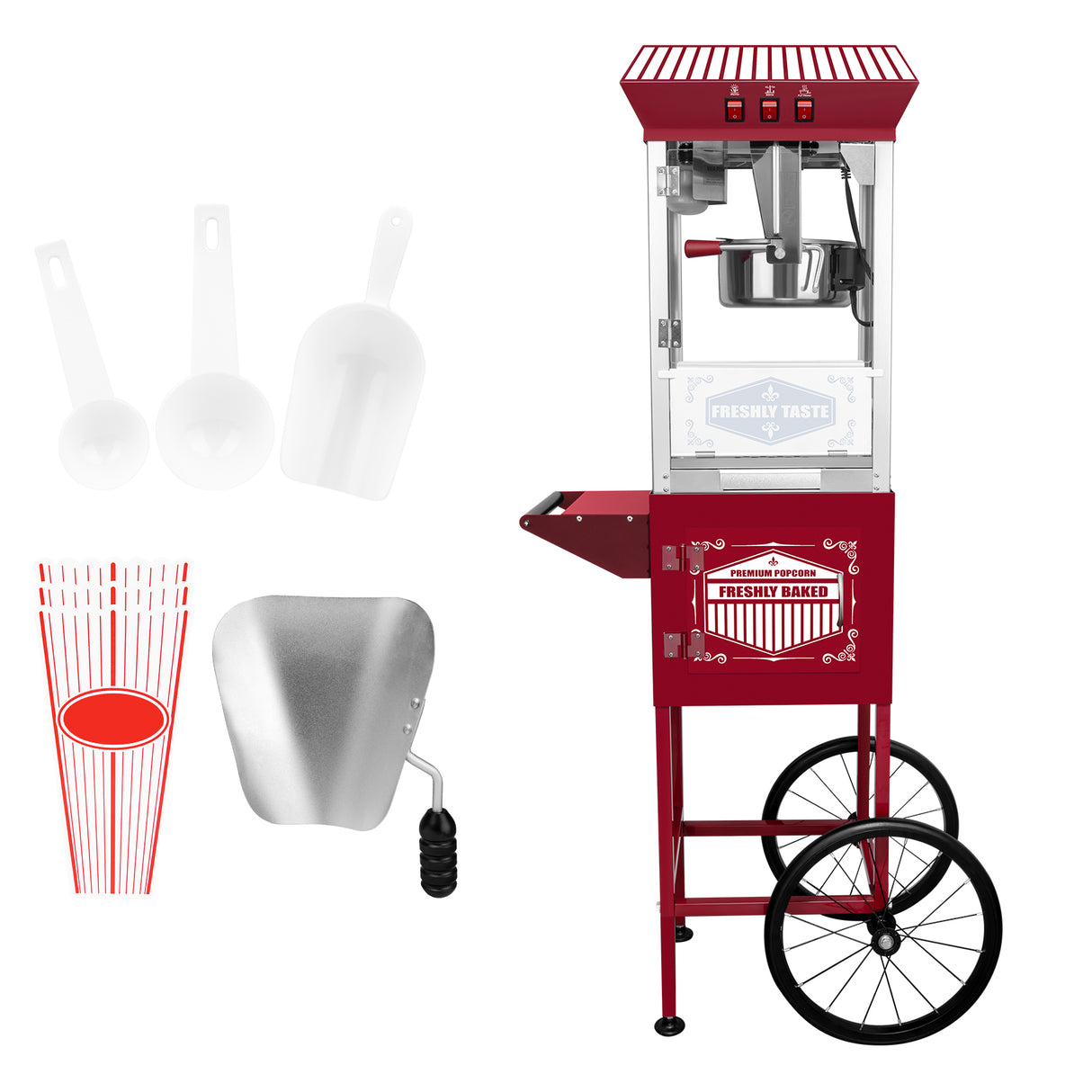XH-P831-P Movie Theater-Style Popcorn Machine Maker with Cart
