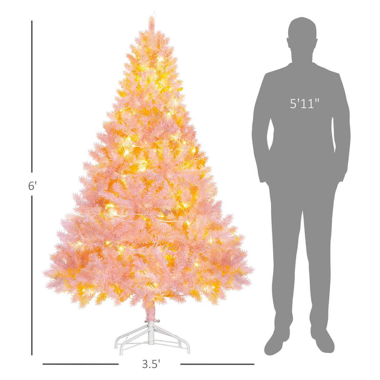 HOMCOM 6' Tall Prelit Christmas Tree