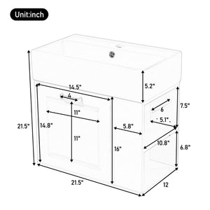Modern Wall Mounted Bathroom Vanity With Sink, Soft Close Drawer, Adjustable Shelf, Toilet Paper Holder - Best Buy Furniture
