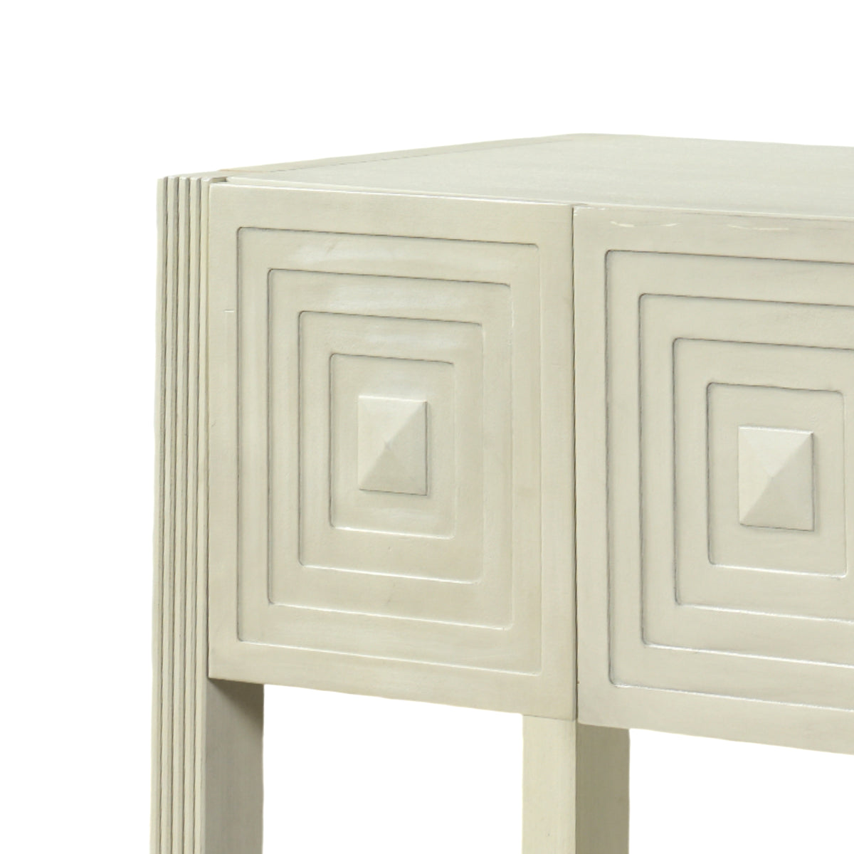 Geometric Carved Console Table with 3 Soft-Close Drawers