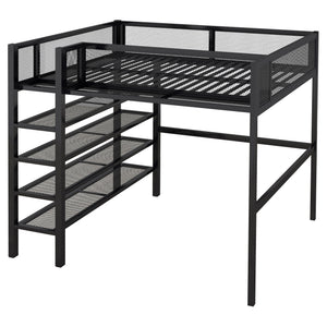 Loft Bed With 4 Tier Shelves And Storage