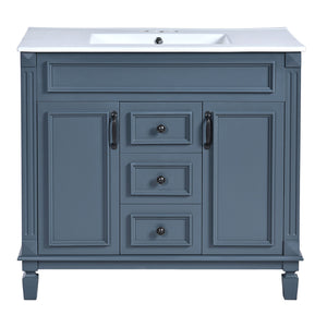 Bathroom Vanity With Top Sink, Mirror Cabinet, 2 Soft Closing Doors & 2 Drawers