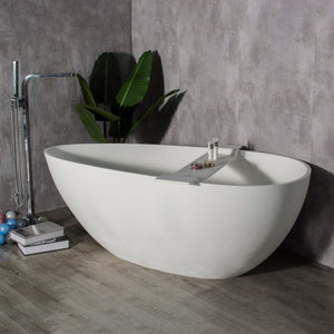 Solid Surface Stone Resin Freestanding Egg Shape Bathtub For The Bathroom - Matte White