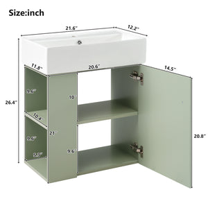 21.6 Inch Modern Floating Bathroom Vanity with Ceramic Basin