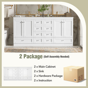 Shaker Free Standing Bathroom Vanity Cabinet & Sink, Soft Close Drawers, Soft Close Doors