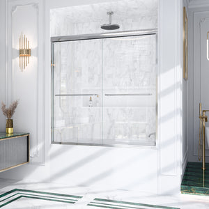 56-60"W x 60"H Semi-Frameless Double Sliding Shower Door