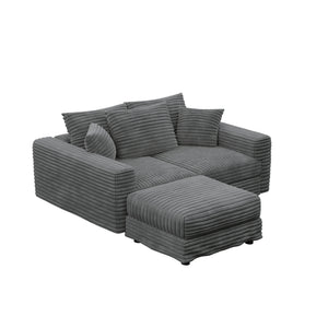 Deep Seat Convertible Sofa With Soft Pillows And Ottomans