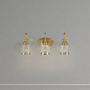 3 Lights Brush Vanity Light - Clear / Gold