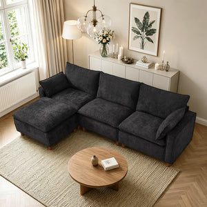 108.5" Modular Sectional L Shape Sofa with Movable Ottoman
