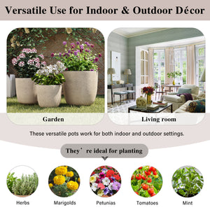 U_Style Lightweight Matte Textured MGO Flower Pot Set of 3