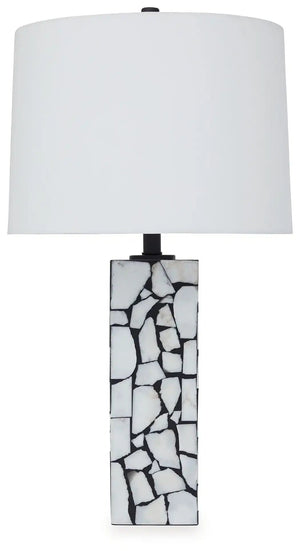 Macaria - Marble Table Lamp - White / Black - Best Buy Furniture