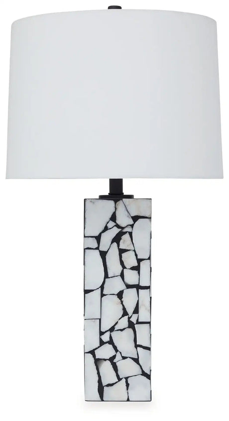 Macaria - Marble Table Lamp - White / Black - Best Buy Furniture