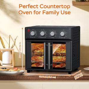 PlumChef 26QT Large Capacity French Double-Door Air Fryer Convection Toaster Oven