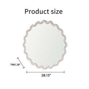 White Scalloped Round Wall Mirror